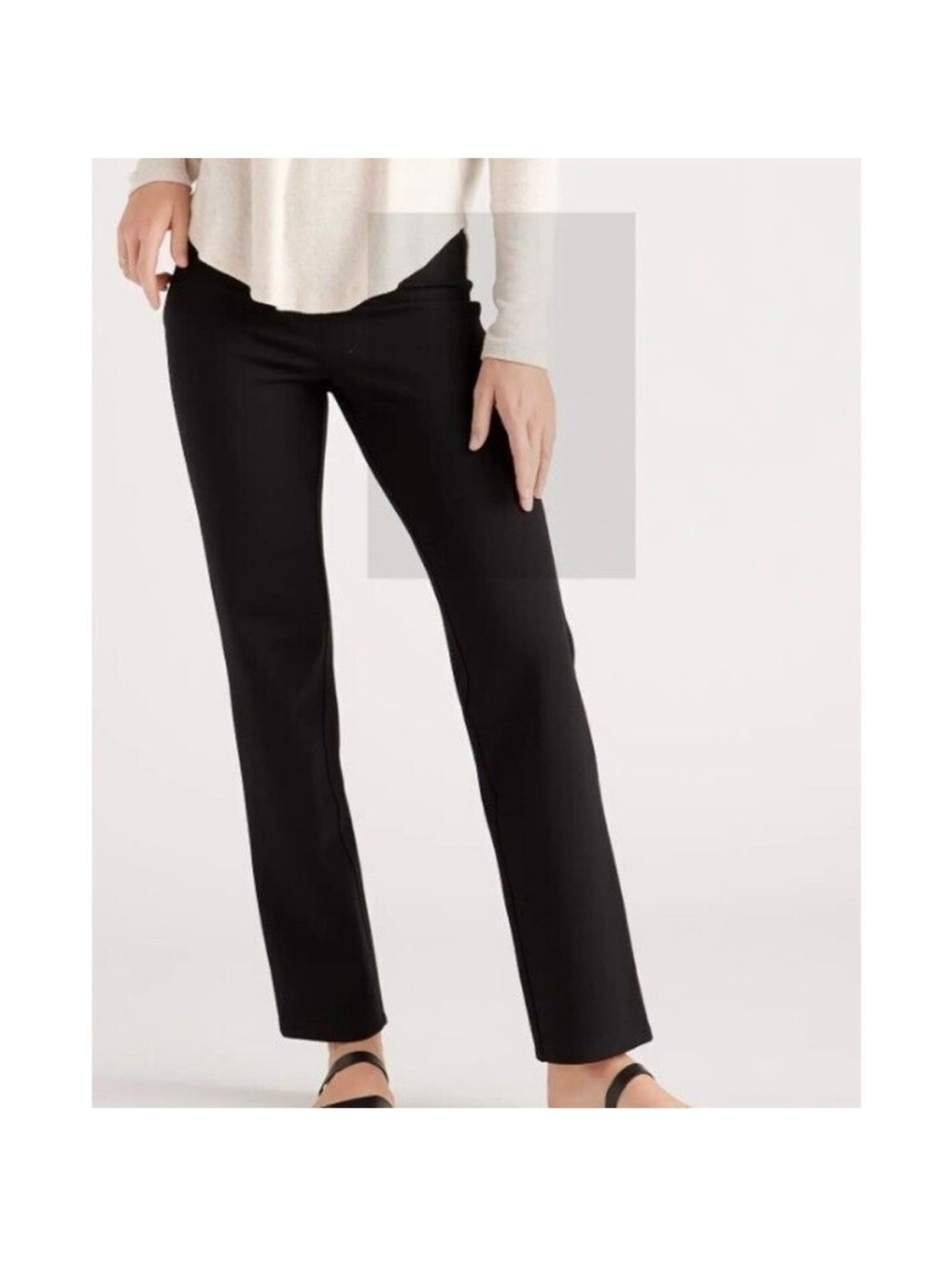 Quince Black Straight Ponte Pants